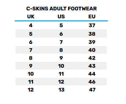 2026 CSKINS ADULT FOOTWEAR 0 Größentabelle